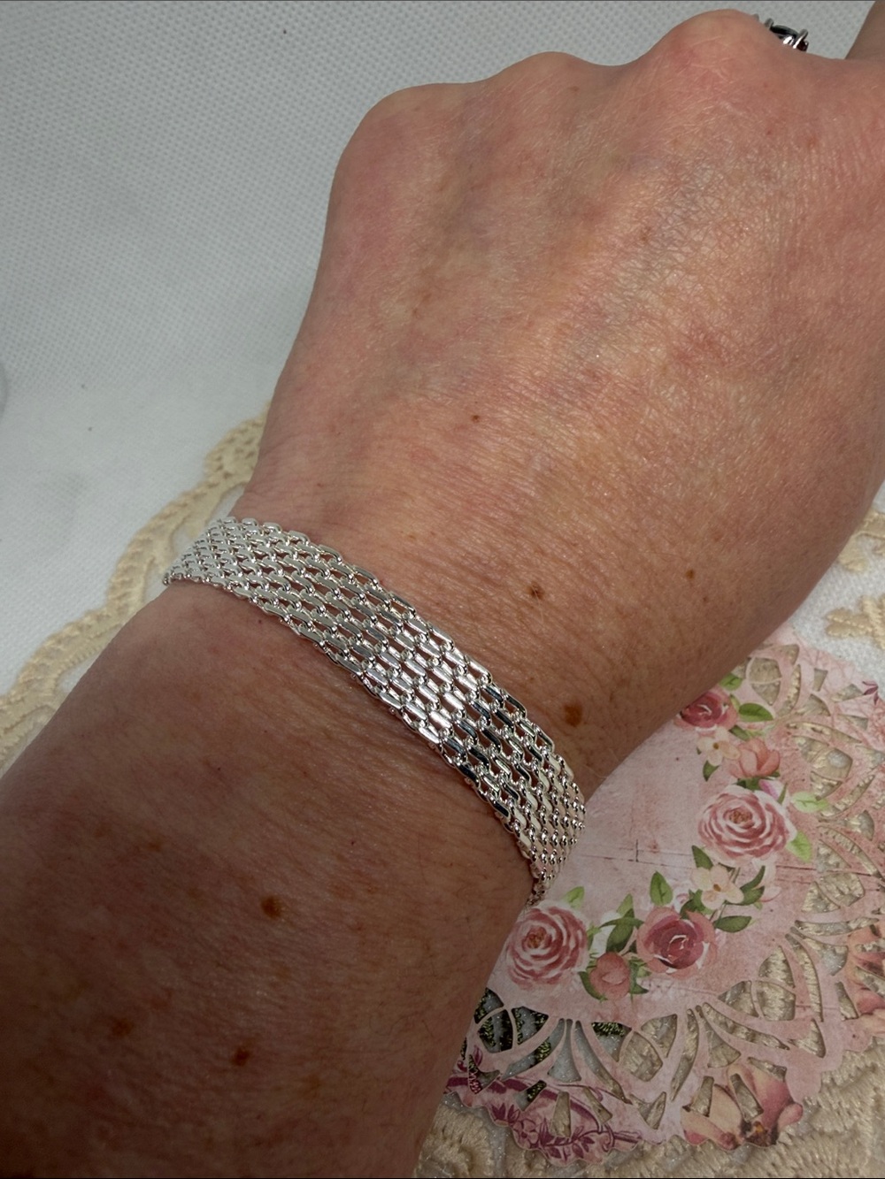 925 Sterling Silver Multi-Strand Mesh Bracelet Quiet Luxury Layered Chain